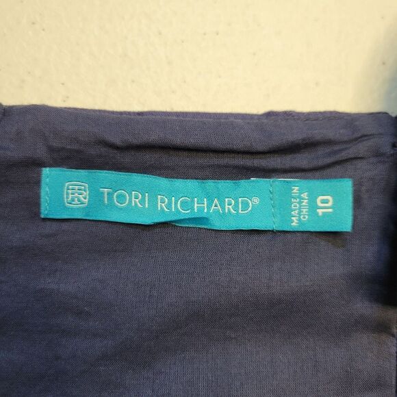 Tori Richard Slim Shady Irina Jacquard Palm Tree Print Mini Dress Navy - Picture 10 of 13